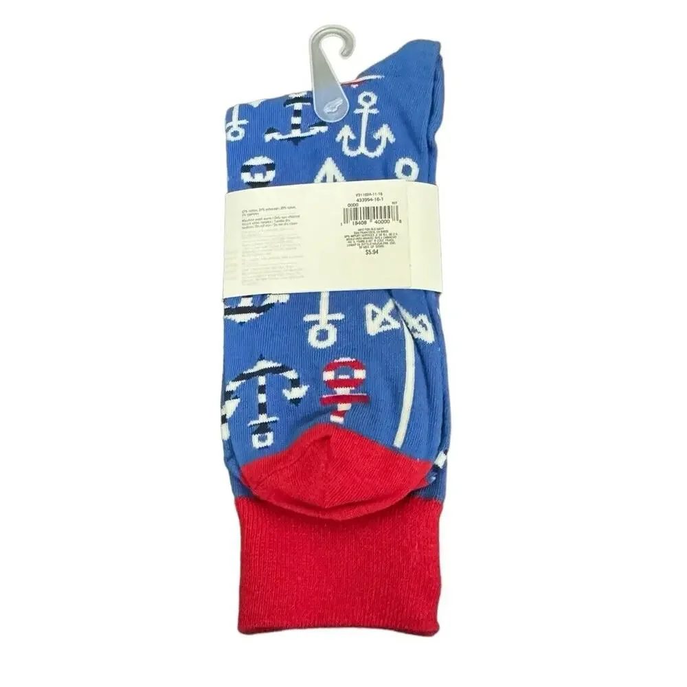 Old Navy Men’s Socks Anchors Boating Blue Multicolor One Size 1 Pair Novelty NWT